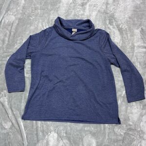 Chico's Women's Cozi Soft Cowl Neck Tunic Sweater Size 3 / 16 Navy Blue